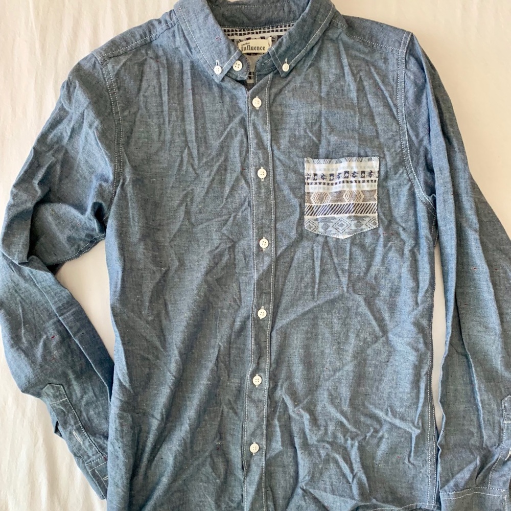 Another Influence blue pocket square geo-tribal